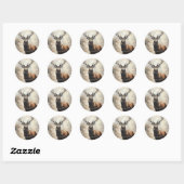 Kerstman herten ronde sticker (Vel)