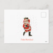 Kerstman het Schaatsende Spaans van Navidad van Feestdagenkaart (Achterkant)