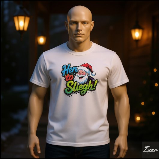 Kerstman Hier om te Sleigh Pop Art T-shirt