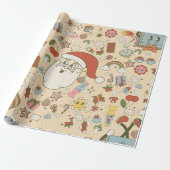  Kerstman Hippie Groovy Christmas Cadeaupapier (Uitgerold)