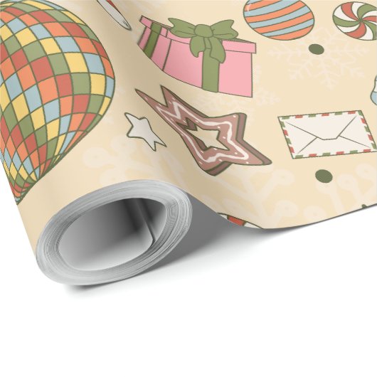  Kerstman Hippie Groovy Christmas Cadeaupapier (Rol Hoek)