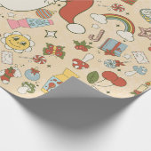  Kerstman Hippie Groovy Christmas Cadeaupapier (Hoek)
