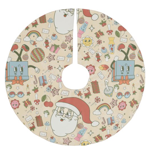 Kerstman Hippie Groovy Christmas Kerstboom Rok (Voorkant)