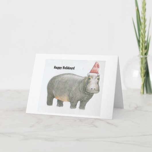 Kerstman Hippo Feestdagen Kaart (Voorkant)