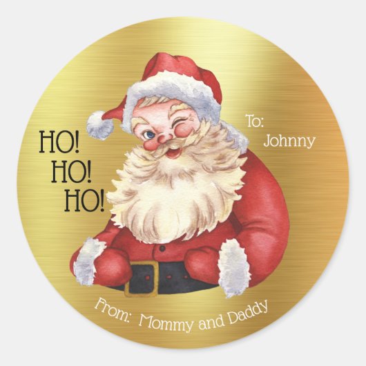  kerstman - Ho Ho Ho! Gepersonaliseerde cadeaus Ronde Sticker (Voorkant)