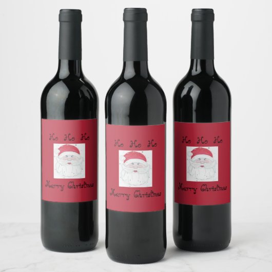 Kerstman "Ho Ho Ho" Kerstmis Wijn Etiket (Flessen)
