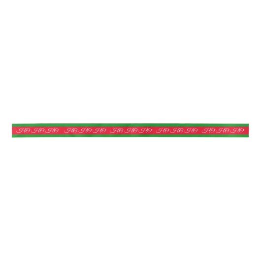 Kerstman & Ho Ho Ho Stripe Rood/Groen geschenken Satijnen Lint (Voorkant)