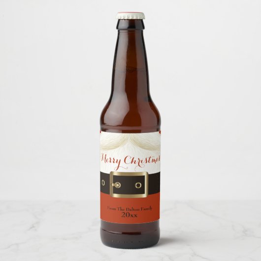 Kerstman, Ho Ho Ho, Vrolijk Kerstfeest Bier Etiket (Voorkant)