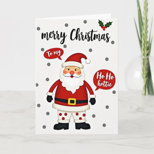 Kerstman Ho Ho Hottie Kerstmis Kaart (Voorkant)