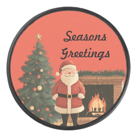 kerstman hockey puck (Voorkant)