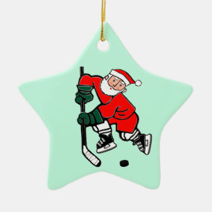 Kerstman Hockeyspeler Keramisch Ornament