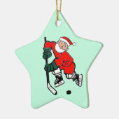 Kerstman Hockeyspeler Keramisch Ornament (Links)
