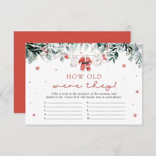 Kerstman hoe oud waren ze Baby shower spel Informatiekaartje (Voorkant / Achterkant)