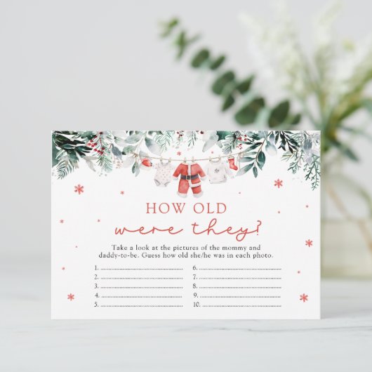 Kerstman hoe oud waren ze Baby shower spel Informatiekaartje (Staand voorkant)