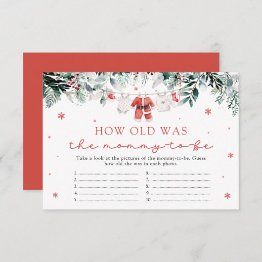 Kerstman Hoe oud was mama Baby shower spel Informatiekaartje (Voorkant / Achterkant)