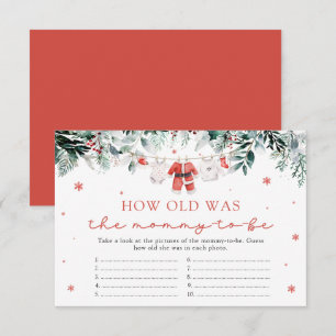 Kerstman Hoe oud was mama Baby shower spel Informatiekaartje
