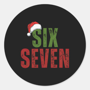 Kerstman Hoed 6 7 Zes Zeven Gen Z Alpha Meme Slang Ronde Sticker