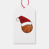 Kerstman Hoed Basketbal Kerstmis Cadeaulabel (Voorkant)