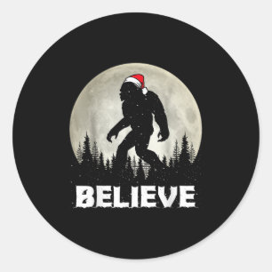 Kerstman Hoed Bigfoot Geloof Kerstverlichting Rock Ronde Sticker