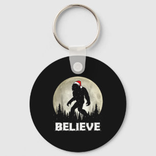 Kerstman Hoed Bigfoot Geloof Kerstverlichting Rock Sleutelhanger