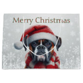 Kerstman Hoed Boxer Hond Kerstmis Groot Cadeauzakje (Voorkant)