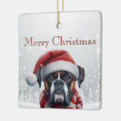 Kerstman Hoed Boxer Hond Kerstmis Keramisch Ornament (Links)