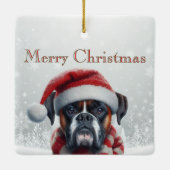 Kerstman Hoed Boxer Hond Kerstmis Keramisch Ornament (Achterkant)