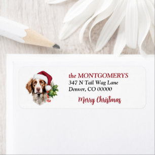 Kerstman Hoed Brittany Hond Kerst Retouradres Etiket