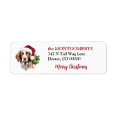Kerstman Hoed Brittany Hond Kerst Retouradres Etiket (Voorkant)