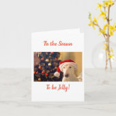 Kerstman Hoed Bull Terrier, Het is de tijd  Kaart (Gele Bloem)