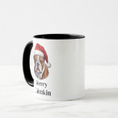 Kerstman hoed Bulldog Kerstmis Mok (Voorkant links)