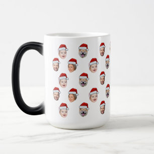 Kerstman Hoed Custom Familie Gezicht 4 Foto's Kers Magische Mok