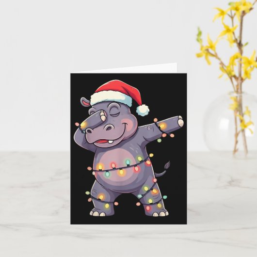 Kerstman Hoed Dabbing Hip Xmas Lights Dab Gi Kaart (Gele Bloem)