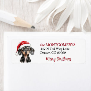 Kerstman Hoed Dachshund Kerst Retouradres Etiket