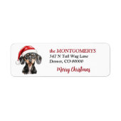 Kerstman Hoed Dachshund Kerst Retouradres Etiket (Voorkant)