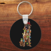 Kerstman Hoed Duitse Herdershond Kerst Duitse Zij Sleutelhanger (Voorkant)