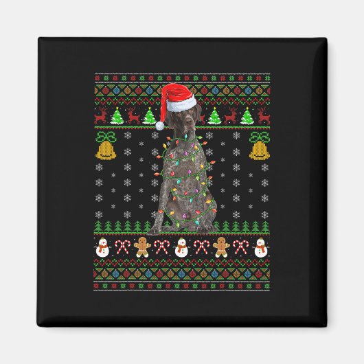 Kerstman hoed Duitse Korthaarige Pointer Hond Leli Magneet (Voorkant)