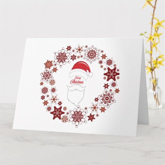 Kerstman Hoed en Baard met Prettig Kerstfeest Kaart (Gele Bloem)