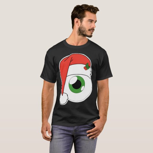 Kerstman Hoed Eyeball - Groene Iris T-shirt (Voorkant volledig)