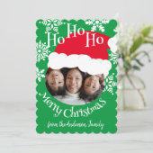 Kerstman Hoed Foto Ho Ho Ho Prettig Kerstfeest Gro Feestdagenkaart (Staand voorkant)