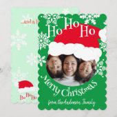 Kerstman Hoed Foto Ho Ho Ho Prettig Kerstfeest Gro Feestdagenkaart (Voorkant / Achterkant)