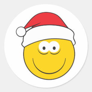 Kerstman Hoed Gezicht Ronde Sticker