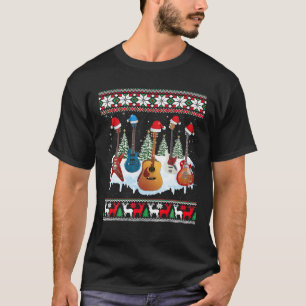 Kerstman Hoed Gitaar Liefhebber Cadeaus Gitaar Ver T-shirt