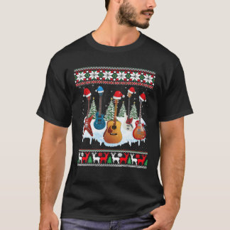 Kerstman Hoed Gitaar Liefhebber Cadeaus Gitaar Ver T-shirt