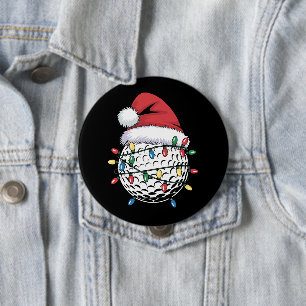 Kerstman hoed golfbal Kerstmis golfen Xmas lichten Ronde Button 4,0 Cm