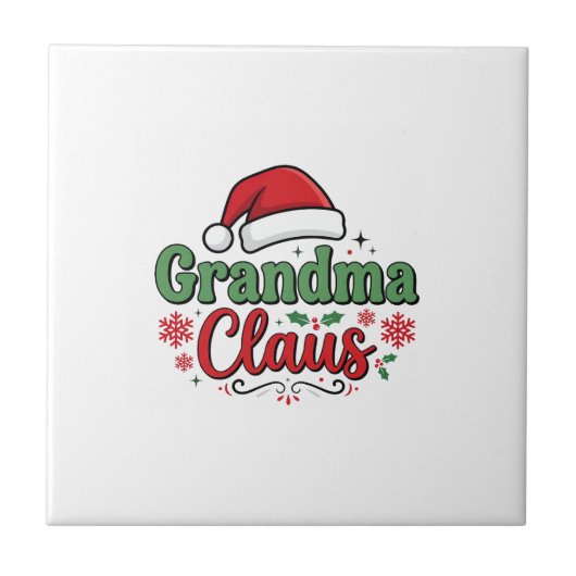 Kerstman Hoed Grootmoeder Claus Tegeltje (Voorkant)