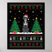 Kerstman Hoed Grote Deen Hond Kerstboom Lights Ugl Poster (Voorkant)