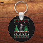 Kerstman Hoed Grote Deen Hond Kerstboom Lights Ugl Sleutelhanger (Voorkant)