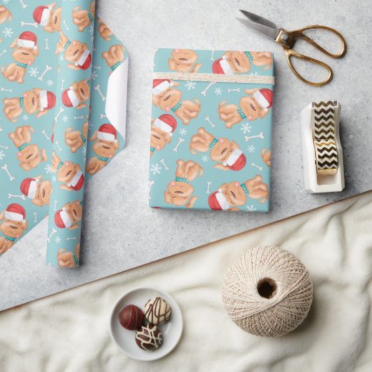 Kerstman Hoed Hond Kerstmis Cadeaupapier (Crafts)