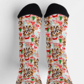 Kerstman hoed hond puppy ontwerp - Wit Sokken (Top)